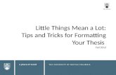 Little Things Mean a Lot: Tips and Tricks for Formatting Your Thesis Fall 2012.