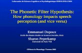 The Phonetic Filter Hypothesis: How phonology impacts speech perception (and vice versa) Emmanuel Dupoux Ecole des Hautes Etudes en Sciences Sociales,