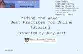 9/10/20151 Riding the Wave: Best Practices for Online Tutoring Presented by Judy Arzt Assessment Initiatives for Writing Centers College Composition and.