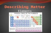 Elements. What is an element? Element: Is a pure substance that cannot be broken down into other substances by chemical or physical means. Gold( Au) Silver(AG)