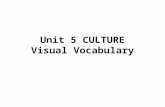 Unit 5 CULTURE Visual Vocabulary. CULTURE Shared characteristics that include customs, arts, food, and beliefs.