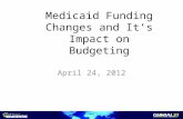 Medicaid Funding Changes and It’s Impact on Budgeting April 24, 2012.