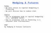 Hedging & Futures Today We will return to Capital Budgeting & Financing. We will discuss how to reduce risk. Topics How to eliminate risk in capital budgeting.