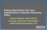 Fitting SharePoint Into Your Organization’s Disaster Recovery Plans Randy Williams, MVP MOSS Synergy Corporate Technologies rwilliams@synergyonline.com.