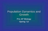 Population Dynamics and Growth Pre AP Biology Spring ‘12.