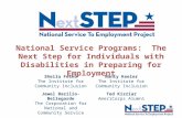 National Service Programs: The Next Step for Individuals with Disabilities in Preparing for Employment Sheila Fesko The Institute for Community Inclusion.