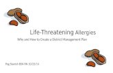 Life-Threatening Allergies Why and How to Create a District Management Plan Peg Stanish BSN RN 10/23/14.