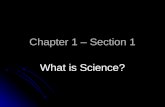 Chapter 1 – Section 1 What is Science? Steps to the Scientific Method 1. Identify Problem or Question 1. Identify Problem or Question 2. Research and.