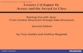 © 2012 Pearson Education, Inc. All rights reserved. Lecture 2 (Chapter 8): Arrays and the ArrayList Class Starting Out with Java: From Control Structures.