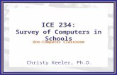 ICE 234: Survey of Computers in Schools Christy Keeler, Ph.D. One-Computer Classroom.