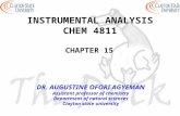 DR. AUGUSTINE OFORI AGYEMAN Assistant professor of chemistry Department of natural sciences Clayton state university INSTRUMENTAL ANALYSIS CHEM 4811 CHAPTER.