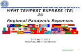 UNCLASSIFIED 1 MPAT TEMPEST EXPRESS (TE) 26 Regional Pandemic Reponses 2-10 April 2015 Nouméa, New Caledonia.