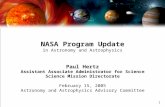 1 NASA Program Update in Astronomy and Astrophysics Paul Hertz Assistant Associate Administrator for Science Science Mission Directorate February 15, 2005.