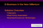 1 E-Business in the New Millenium Solution Overview TelemetryTelemetry Field Force AutomationField Force Automation Business/Consumer: BrokeragesBusiness/Consumer: