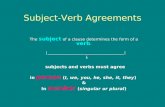Subject-Verb Agreements The subject of a clause determines the form of a verb. ∣ _____________________________________ ∣ ↓ subjects and verbs must agree.
