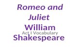 Romeo and Juliet William Shakespeare Act I Vocabulary.