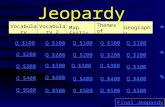 Jeopardy VocabularyVocabulary 2 Map Skills Themes of Geography Geography Q $100 Q $200 Q $300 Q $400 Q $500 Q $100 Q $200 Q $300 Q $400 Q $500 Final Jeopardy.