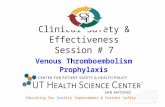 1 Clinical Safety & Effectiveness Session # 7 Venous Thromboembolism Prophylaxis DATE Educating for Quality Improvement & Patient Safety.