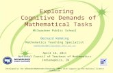 Exploring Cognitive Demands of Mathematical Tasks Milwaukee Public School Bernard Rahming Mathematics Teaching Specialist rahminbv@milwaukee.k12.wi.us.