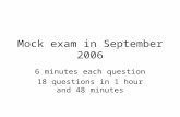 Mock exam in September 2006 6 minutes each question 18 questions in 1 hour and 48 minutes.