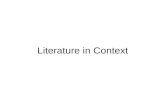 Literature in Context. Lecture 9 Period Study Cultural Studies Literary History Cultural Memory.