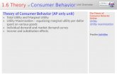 1.6 Theory of Consumer Behavior Blog posts: "Utility" Theory of Consumer Behavior (AP only unit) Total Utility and Marginal Utility Utility Maximization.