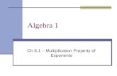 Algebra 1 Ch 8.1 – Multiplication Property of Exponents.