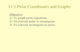 11.1 Polar Coordinates and Graphs Objective 1)To graph polar equations. 2)To convert polar to rectangular 3)To convert rectangular to polar.