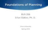 Foundations of Planning BUS 206 Erlan Bakiev, Ph. D. Zirve University Spring 2012.