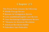 Chapter 2/3 This Power Point contains the following: Middle Passage Review Middle Passage Review Reasons for immigration Review Reasons for immigration.