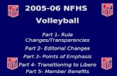 2005-06 NFHS Volleyball Part 1- Rule Changes/Transparencies Part 2- Editorial Changes Part 3- Points of Emphasis Part 4- Transitioning to Libero Part 5-