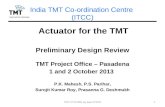 Actuator for the TMT Preliminary Design Review TMT Project Office – Pasadena 1 and 2 October 2013 P.K. Mahesh, P.S. Parihar, Surojit Kumar Roy, Prasanna.
