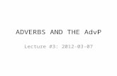 ADVERBS AND THE AdvP Lecture #3: 2012-03-07. REVIEW What have we done so far?