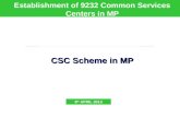 9 th APRIL 2013 CSC Scheme in MP Establishment of 9232 Common Services Centers in MP.