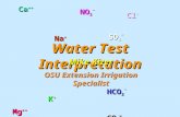 Water Test Interpretation Mike Kizer OSU Extension Irrigation Specialist Ca ++ Na + Na + Cl - Cl - SO 4 = K + Mg ++ HCO 3 - CO 3 = NO 3 -