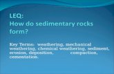 Key Terms: weathering, mechanical weathering, chemical weathering, sediment, erosion, deposition, compaction, cementation.