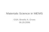Materials Science in MEMS GSA: Brooks A. Gross 06.29.2006.