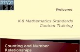 1 K-8 Mathematics Standards Content Training Counting and Number Relationships.