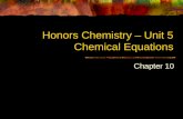 Honors Chemistry – Unit 5 Chemical Equations Chapter 10.