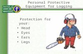 1 Personal Protective Equipment for Logging Protection for your: Head Eyes Ears Legs.