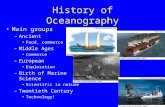 History of Oceanography Main groups –Ancient Food, commerce –Middle Ages Commerce –European Exploration –Birth of Marine Science Scientific in nature –Twentieth.