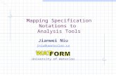 Jianwei Niu jniu@uwaterloo.ca University of Waterloo Mapping Specification Notations to Analysis Tools.