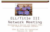 ELL/Title III Network Meeting Developing a Service and Support Plan for English Language Learners CESA 10 Title III Consortium February 23, 2010.