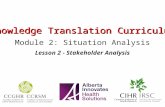 Knowledge Translation Curriculum Module 2: Situation Analysis Lesson 2 - Stakeholder Analysis.