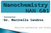 Instructor:  Dr. Marinella Sandros 1 Nanochemistry NAN 601 Reaction mechanisms and Catalysis.
