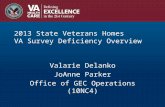 2013 State Veterans Homes VA Survey Deficiency Overview Valarie Delanko JoAnne Parker Office of GEC Operations (10NC4)