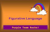 Purple Team Rocks!. Types of Figurative Language Adages and Proverbs Alliteration Dialect Hyperbole Idiom Imagery Metaphor Mood Onomatopoeia Personification.