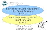 Study Session February 2, 2010 Kitsap Regional Coordinating Council Affordable Housing for All Grant Program (2060) Homeless Housing Assistance Act Grant.