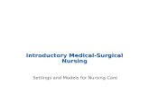 Introductory Medical-Surgical Nursing Settings and Models for Nursing Care.