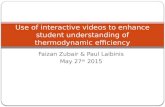 Faizan Zubair & Paul Laibinis May 27 th 2015 Use of interactive videos to enhance student understanding of thermodynamic efficiency.